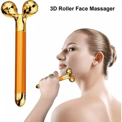 Slim face massage health care equipment 3d shaped 24k facial germanium massage roller for Face Lift Tool