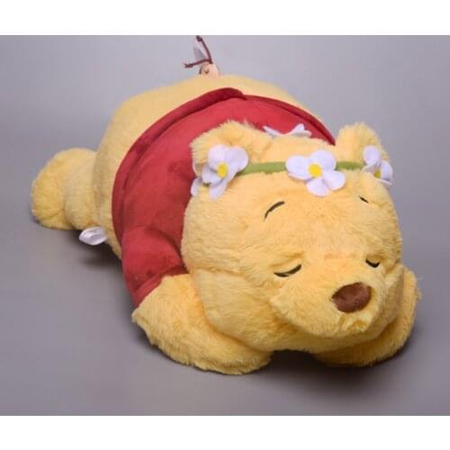 Disney Cute Winnie Pooh Bear With a Wreath Stuffed Plush Toys Kawaii Winnie the Pooh Plush Hold Pillow Gifts for Children Kids