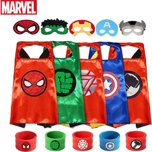 Marvel Spiderman Hulk Iron Man Captain America Black Pather Superhero Capes with Mask Superman Cloak Kids Toys Halloween Gifts