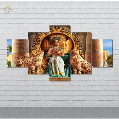 Queen of Egypt Wall Art HD Prints Canvas Art Painting Modular Picture And Poster Canvas Painting Decoration Home 5 PIECES