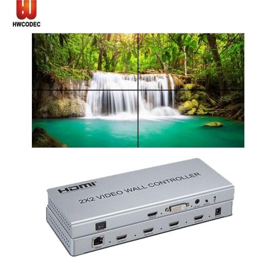 HWCODEC W1 1080P 4 Channels TV Wall Controller 2x2 1x3 2x1 1x4 HDMI or DVI Input and 4 HDMI Output Video Wall Processor
