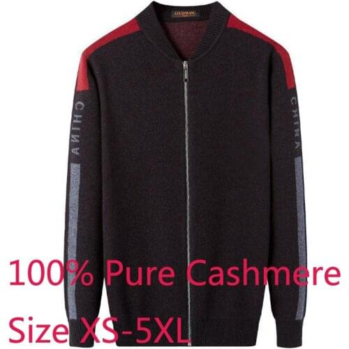 New Arrival High Quality 100%Pure Cashmere Sweater Zipper Cardigan Casual Computer Knitted Thick Jacket Plus Size XS-4XL
