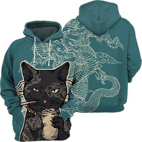 PLstar Cosmos 3D printed Newest Dragon Black Cat Funny Harajuku Premium Streetwear Unique Unisex Casual Hoodies/Sweatshirt/Zip 3
