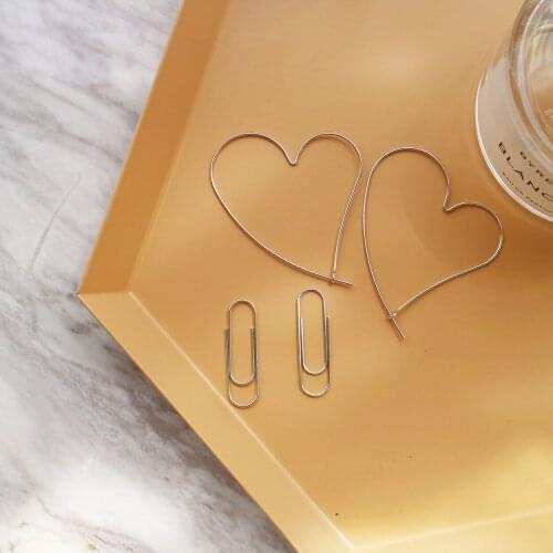 Tide the Real New Fashion S25 silver love big earrings contracted hearts earrings earrings