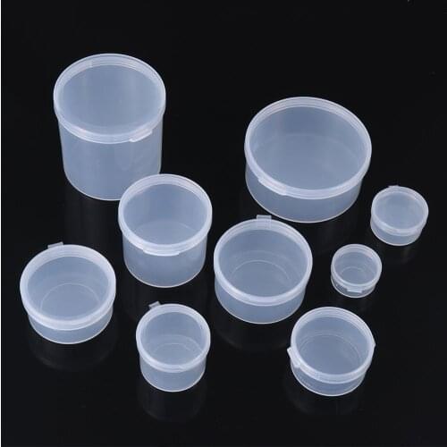 Clear Plastic Jewelry Bead Storage Box Small Round Container Jars Make Up Organizer Boxes Cosmetic Portable Box 1Pcs