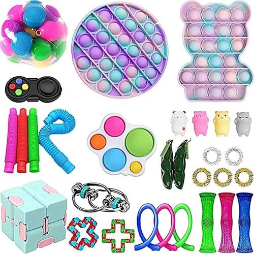 Push Pops System Bubble Pineapple Rainbow Color Fidget Toys Autism Special Needs Sensory Anti-Stress Relief Toy Kids Toys