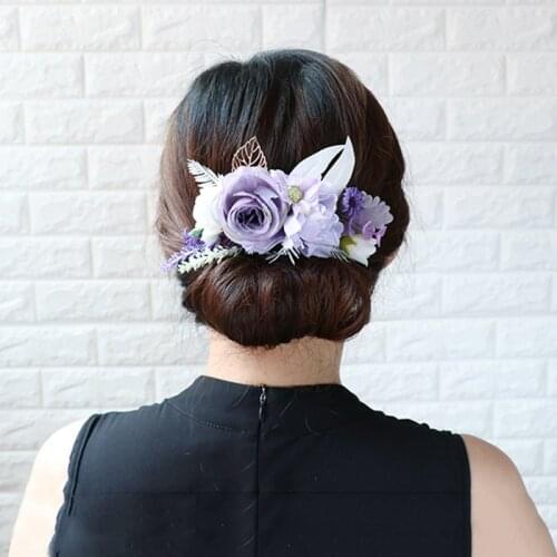 Bridal hair accessories plate hair plug comb handmade cloth simulation flower bud hair comb beach straw hat decoration