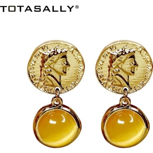 TOTASALLY 2021 Trendy Dangle Earrings for Women Classic Vintage Coin Cat Eye Stone Statement Earring Fashion Lady Gifts Jewelry