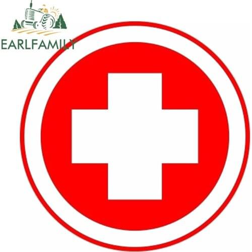 EARLFAMILY 13cm x 13cm for Red Cross Car Stickers Funny Car Assessoires Decal Motorcycle Vinyl Personality Creative Decoration