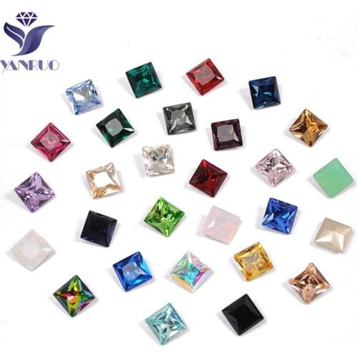 YANRUO 4447 Princess Square Pointed Back DIY Strass Glass Rhinestones Crystal Sewing Stones For Clothes Decoration