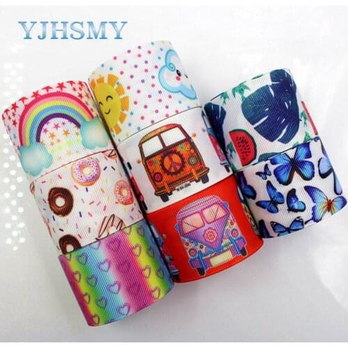 YJHSMY C-18409-526,38 mm 5 Yards Cartoon Printed grosgrain ribbons,DIY handmade Hair accessories Material wedding gift wrap