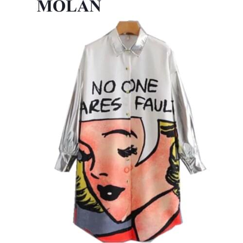 Women Fashion Funny Long Sleeve Shirt Casual Oversized New Spring Chiffon Sleeve Loose Tops Chic Shirts Blusas Mujer