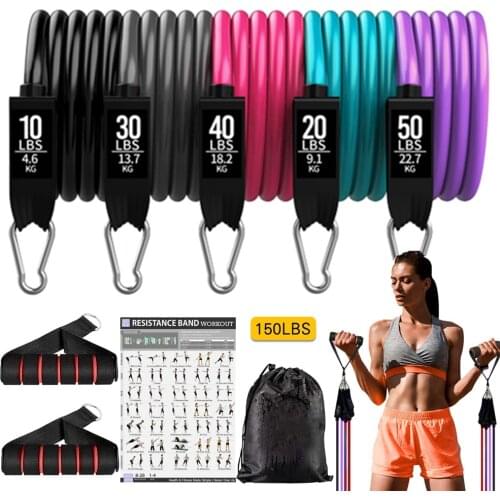 16 Pcs/Set Latex Resistance Bands Crossfit Training Exercise Yoga Tubes Pull Rope,Rubber Expander Elastic Bands Fitness with Bag