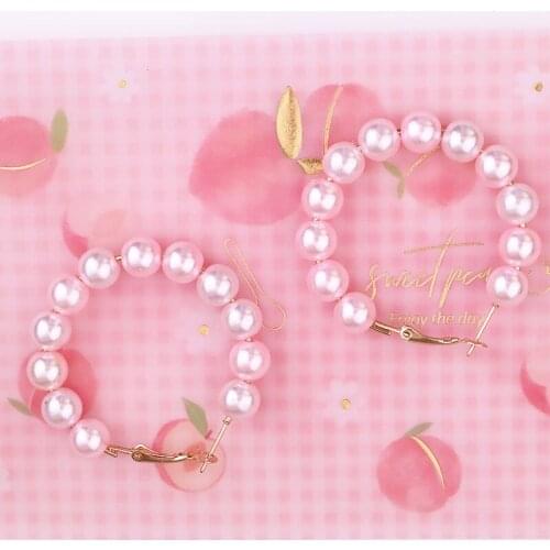 1Pair Ethnic Colorful Leather Earring Simple Big Circle Imitation Pearl Hoop Earrings Statement Fit Women Party Gift Jewelry