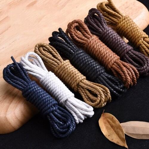 1Pair Shoelce Casual Leather Shoelaces Waxed Round shoe laces Shoestring Martin Boots Sport Shoes Cord Ropes 60/90/120/150CM P-4