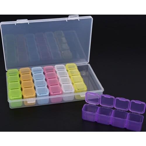 1Pcs 28 Grids Slots Empty Storage Box Clear Nail Rhinestones Storage Case Plastic Storage Box For Home Jewelry Earring Rings