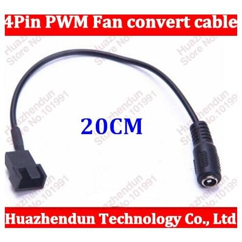 100pcs/lot DC 5.5x2.1mm Female to 4Pin PWM Fan convert cable D type to Fan Power cable for 9V or 12V adapter cable