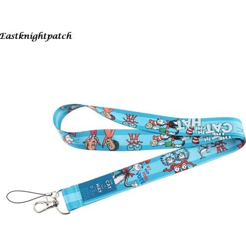 12pcs/lot E2590 Cartoon Kawaii Lanyard For Key Cat Lanyard For Phones USB Flash Drives Keychains ID Name Tag DIY Kid Hang Rope