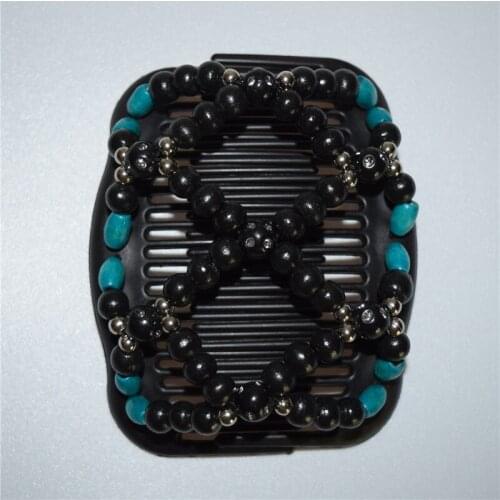 20 PCS/LOT Blue style hot sale elastic beaded double twin headwear magic hair comb clips