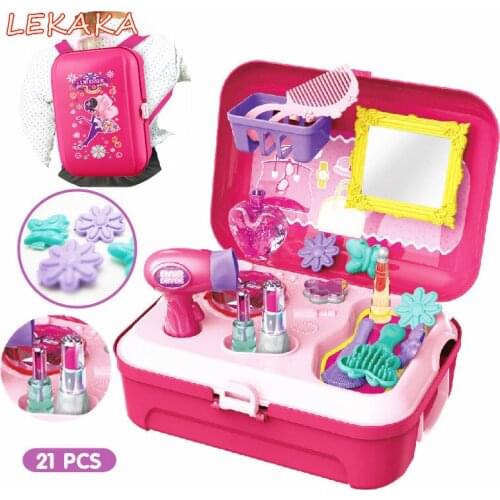 2019 Girls Boy Backpack Juguetes Educational Doctor Makeup Fashion Beauty Toys Girls Pretend Play for Kids Xmas Gift Storage Box