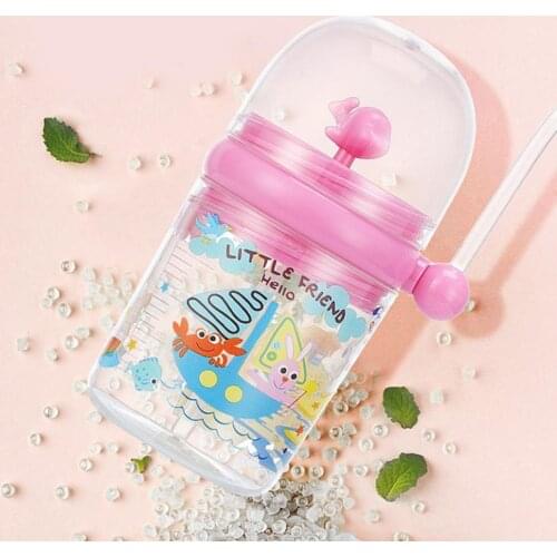 250ml Outdoor Portable Cartoon Whale Spray Water Kids Feeding Cup Training Drink Bottle Mug with Safety Straw
