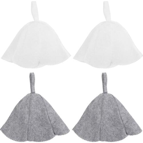 4pcs Felt Sauna Hat Head Protection Hat Dry Steam Room Hat Water Absorptive Cover Russian Style Shower Cap