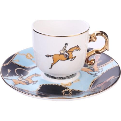 6pc / Set 100ml European Court Style Mini Gold Plated Coffee Cup with Saucer Turkish Coffee 6 Gift Box Sets Milk Travel Mug