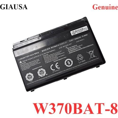 Genuine W370BAT-8 Laptop Battery For Clevo W350ET W350ETQ W37ET NP6350 NP6370 A522 A722 6-87-W370S-4271