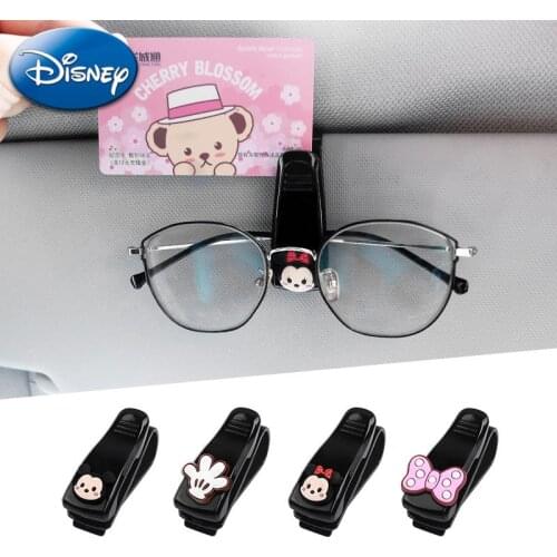Disney Mickey Car Storage Glasses Sunglasses Holder Stand Case Auto Fastener Clip Sunshade Frame Cartoon Car Interior Decoration