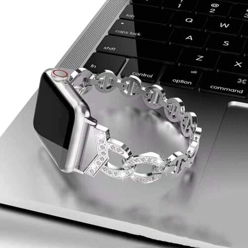 Luxury Diamond Strap For Apple Watch Band 42mm 38mm iwatch band 40mm 44mm Series SE/6/5/4/3/2/1 Woman Stainless Steel Bracelet