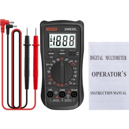 DM830L Digital Multimeter Meter Testers 1999 Count Electrical Transistor Capacitance DC/AC Multimetro With LCD Backlight