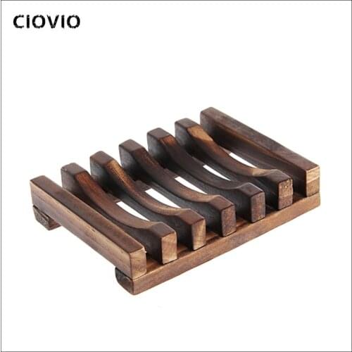 Soap Holder Dish Bathroom Shower Storage Support Plate Stand Wood Box Natural Soap Dishes