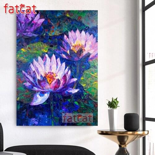FATCAT Abstract lotus flowers 5d diy diamond painting full square round drill diamond embroidery kits art home decoration AE2812