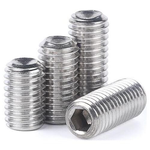 Qty 5 set screws 1/2-13 allen none head bolts full thread concave end male screw stainless steel inch machine 3/8"-1" length