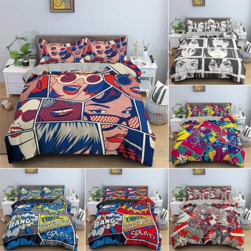Cartoon Pattern Bedding Set 3D Graffiti Printed Duvet Cover Set King Queen Twin Quilt Cover For Bedroom Luxury Bedclothes
