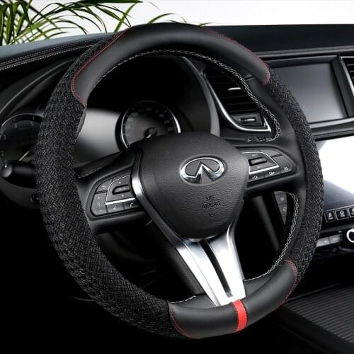 38CM Car Steering Wheel Cover Anti slip Leather Cars Wheels Covers Breathable Hand Stitching Steering-Wheel Car-stying Universal