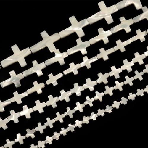 Cross Shape White Natural Mother Of Pearl Shell Beads Loose Spacer Natural Stone Beads For Jewelry Making Diy / Handmade