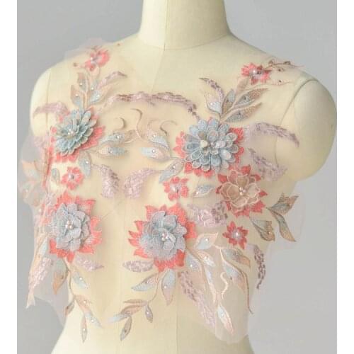 LASUI 6 colors superior quality 3D flower Beaded Embroidery Lace applique DIY Wedding\evening dress Decoration Accessories 0370