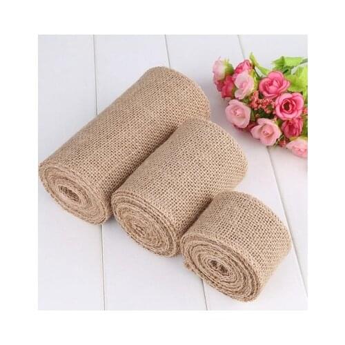 2M Natural Jute Burlap Hessian Hemp Ribbon Vintage Rustic Wedding DIY Craft Home Decoration Festival Party Gift Wrapping