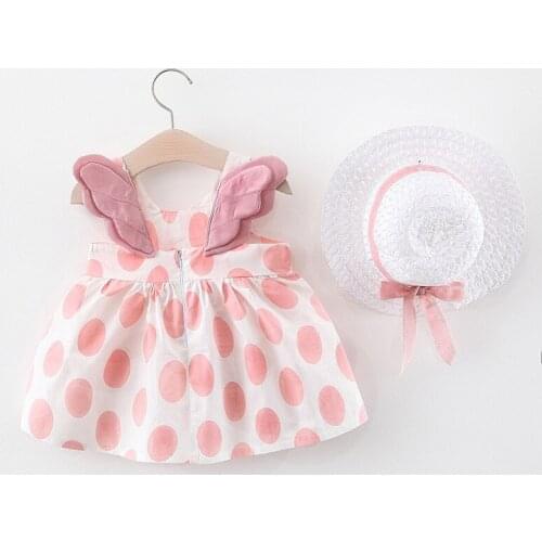 2020 Summer Baby Girls Polka Dot Dress Three-Dimensional Wings Sleeveless Princess Dress + Bow Hat kids Baby Girls Cloths