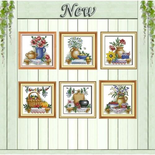 Table vase series fruits diy painting counted print on canvas DMC 11CT 14CT kits chinese Cross Stitch embroidery needlework Sets