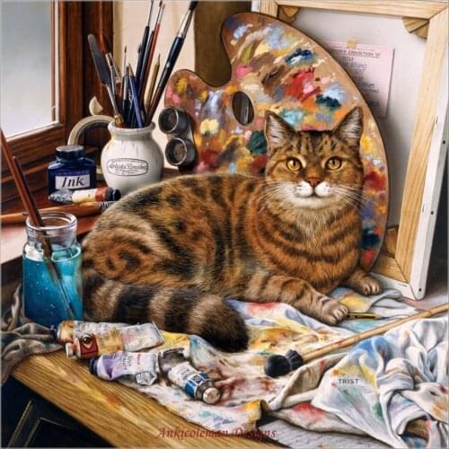 Embroidery Counted Cross Stitch Kits Needlework - Crafts 14 ct DMC Color DIY Arts Handmade Decor - Cat Leonardo