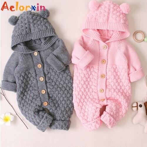 Newborn Baby Girls Boys Clothes Autumn Winter Baby Romper Long Sleeve Cotton Hoodies Jumpsuit Baby Clothing Outfits 0-18M