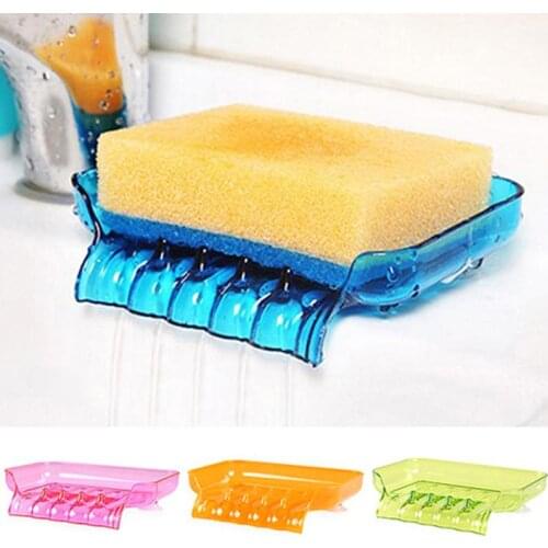 New Suction Cup Water Drain Soap Dish Tray Sponge Holder Bathroom Kitchen Tool