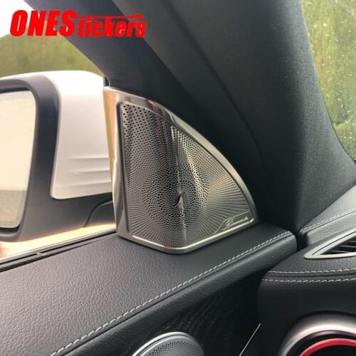 NEW For Mercedes Benz C Class W205 E Class W213 GLC X253 Stainless Steel Car Door Window Tweeter Audio Speaker Cover Trim Frame