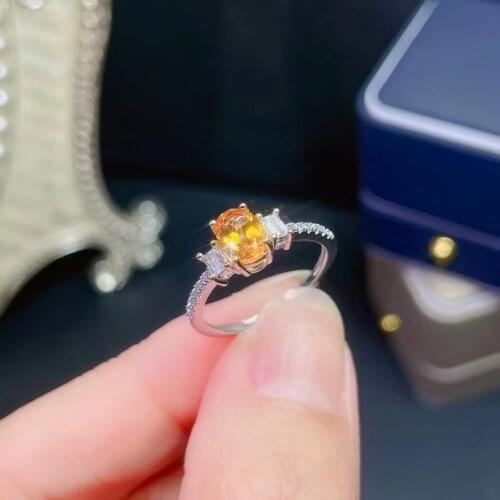 New Fashion 100% Natural And Real Citrine Ring Citrine Ring 925 Sterling Silver Fine Jewelry