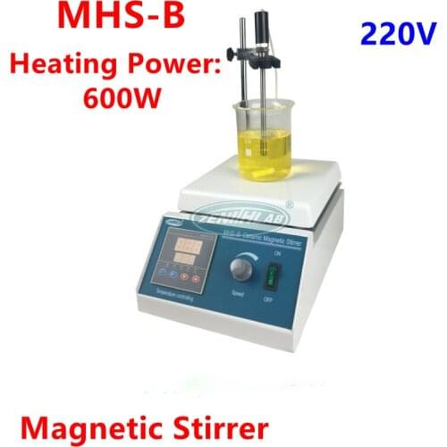 New Ceramic Heated Magnetic Stirrer With Stir Bar MHS-B Heating Power 600W Touchable Controller Stepless Speed Adjustment 220V