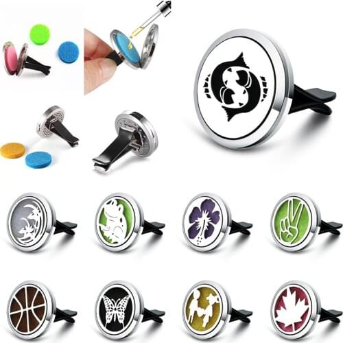 New Gemini Car Air Freshener Stainless Steel Essential Oil Diffuser Pendants Car Vent Clip Perfume Lockets Aromatherapy Jewelry