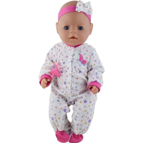 White flower jumpsuits wear fit 43cm Baby Doll Clothes and Accessories, Children best Birthday Gift