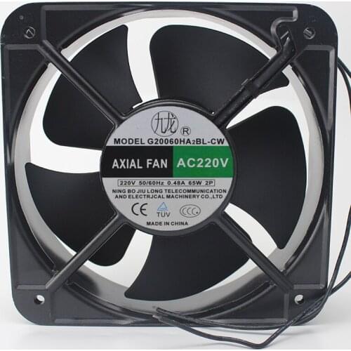 AXIAL FAN G20060HA2BL-CW AC 220V 65W 200x200x60mm 2-Wire Server Cooling Fan